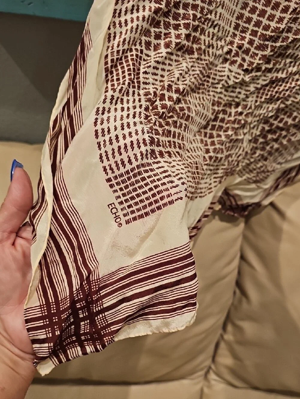 Vintage Echo Brown and Cream Printed Scarf